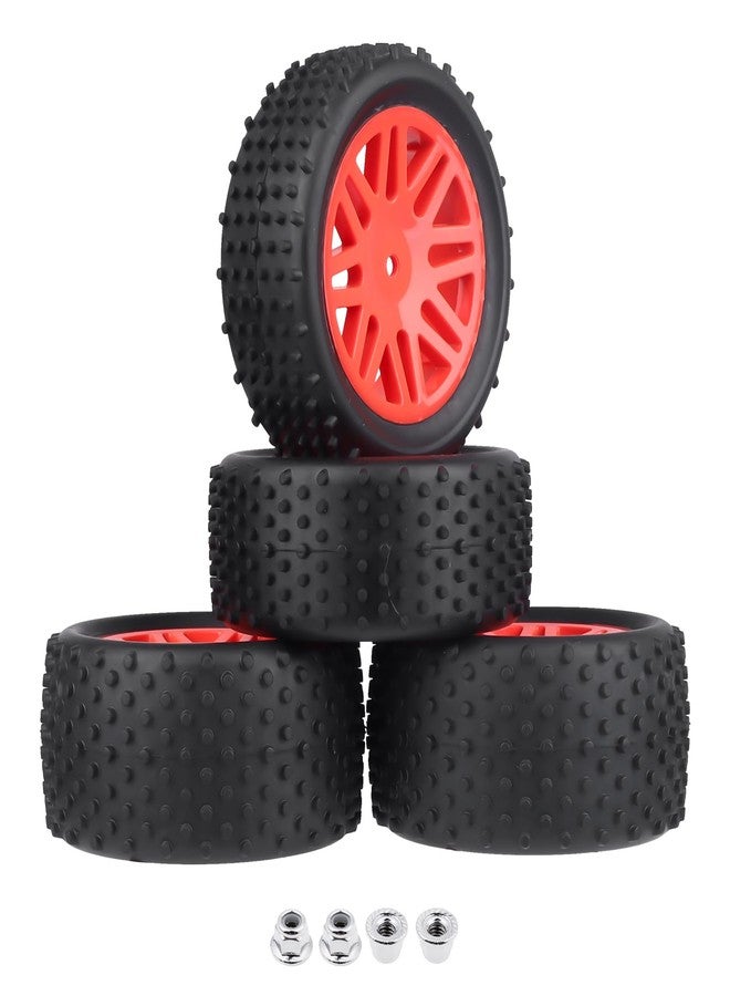 AllinRC Preglued 12mm Hex Wheel Rims Rubber Tires with Foam Inserts OD 86mm/3.38" for Traxxas Bandit WLtoys 144001 Redcat 1/10 RC Off-Road Buggy Car, Set of 4 (Color C) - Image 1